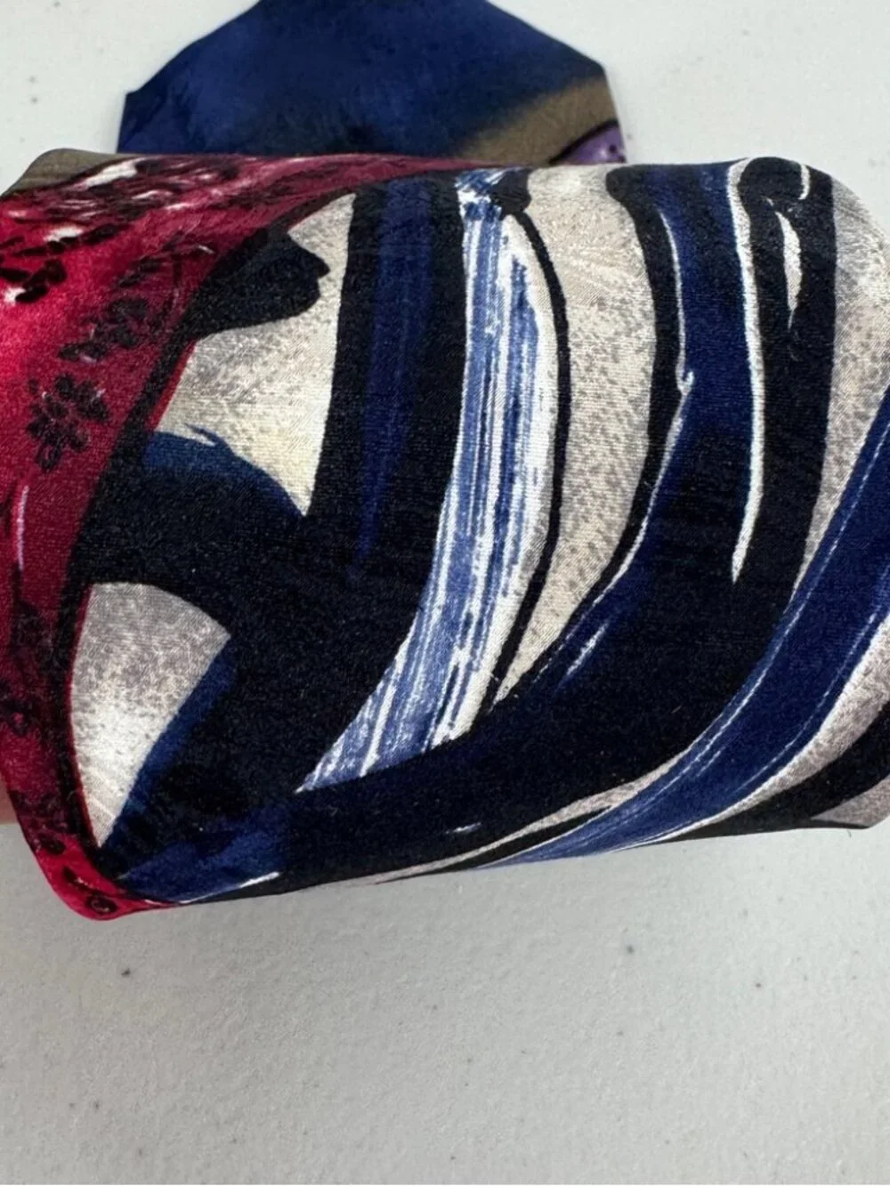 BOSA Silk Abstract Tie Blue Burgundy Artistic Pattern Designer Necktie